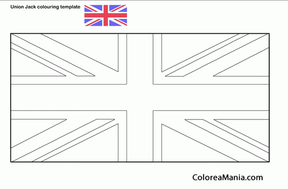 Colorear Union Jack Reini Unido (Banderas de paises), dibujo para colorear gratis Colorear Union Jack Reini Unido (Banderas de paises), dibujo para colorear gratis