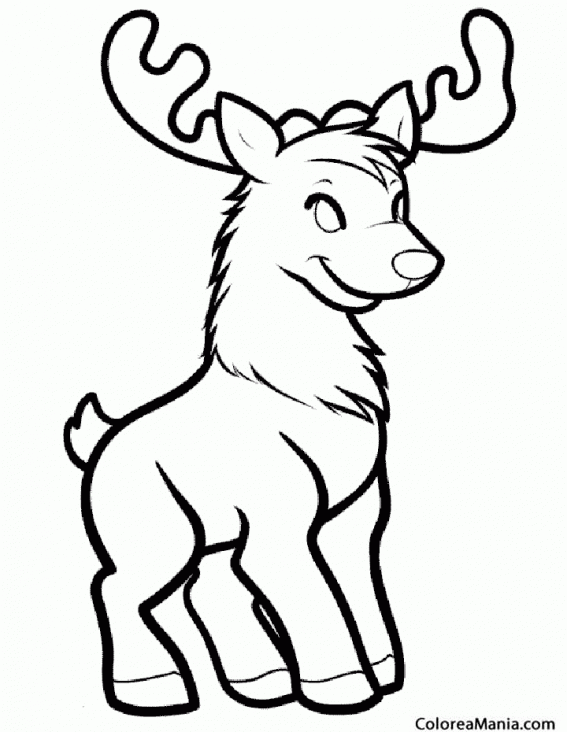 Colorear Reno de peluche (Animales del Bosque), dibujo para colorear gratis