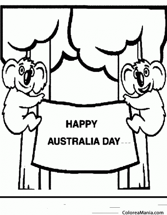 Colorear Koalas, feliz da de Australia