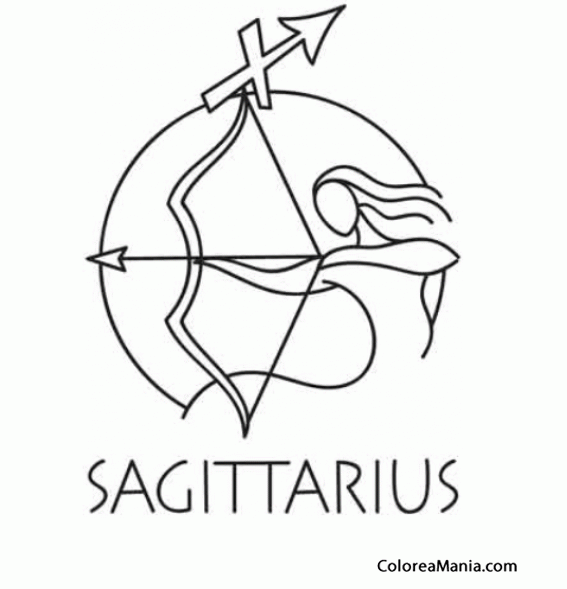 Colorear Sagitario. Sagittaire . Sagittariusg 9 (Símbolos Zodíaco), dibujo  para colorear gratis