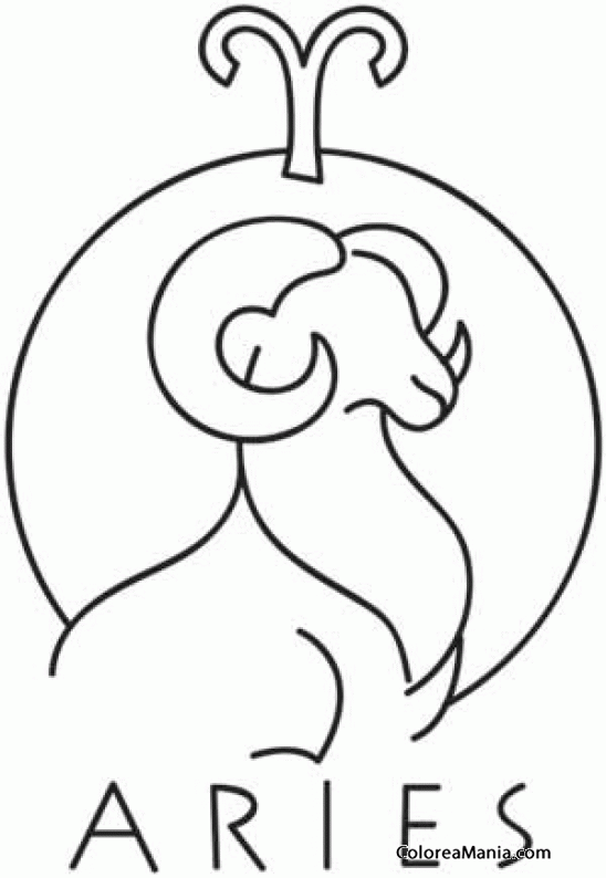 Colorear Aries (Símbolos Zodíaco), dibujo para colorear gratis