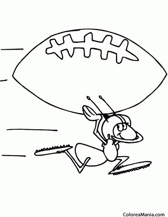 Colorear Hormiga jugando a Rugby