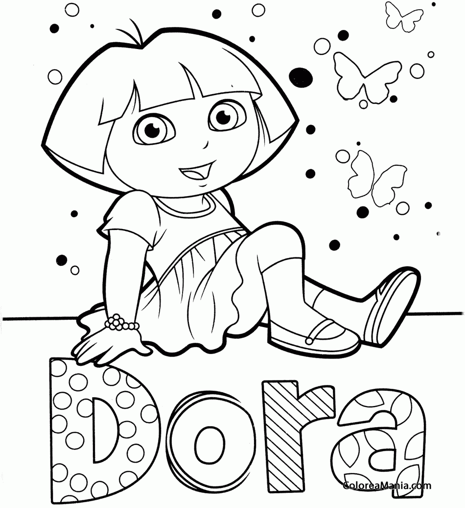 Colorear Dora (con su nombre)