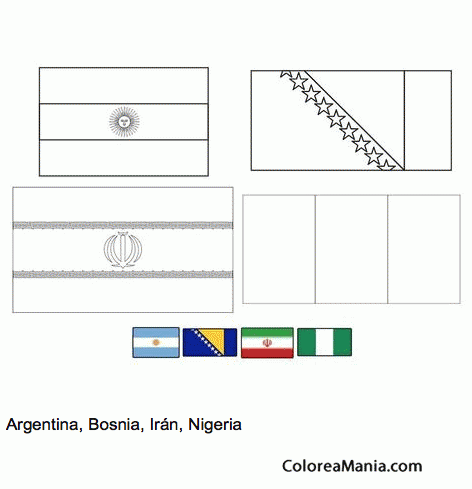 Colorear Argentina, Bosnia, Irn, Nigeria
