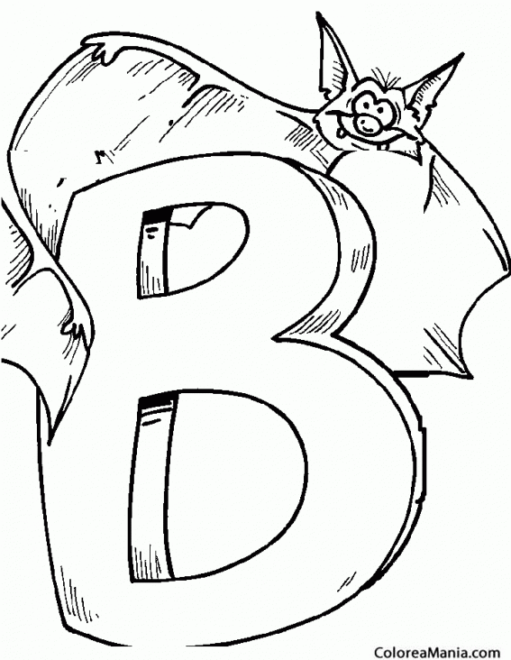 Colorear B de Bat. Murcilago 2