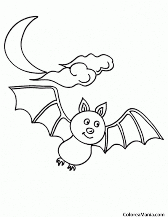 Colorear Murciélago con cara de cerdito (Animales del Bosque), dibujo para  colorear gratis