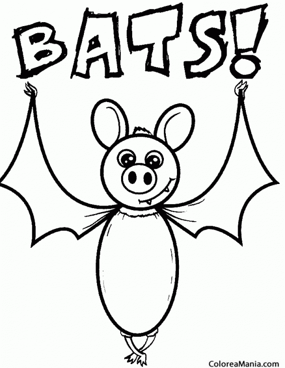 Colorear B de Bats. Murcilago