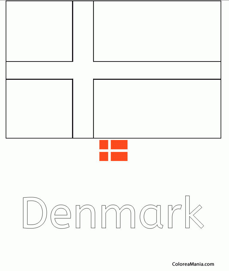 Colorear Denmark. Dinamarca.