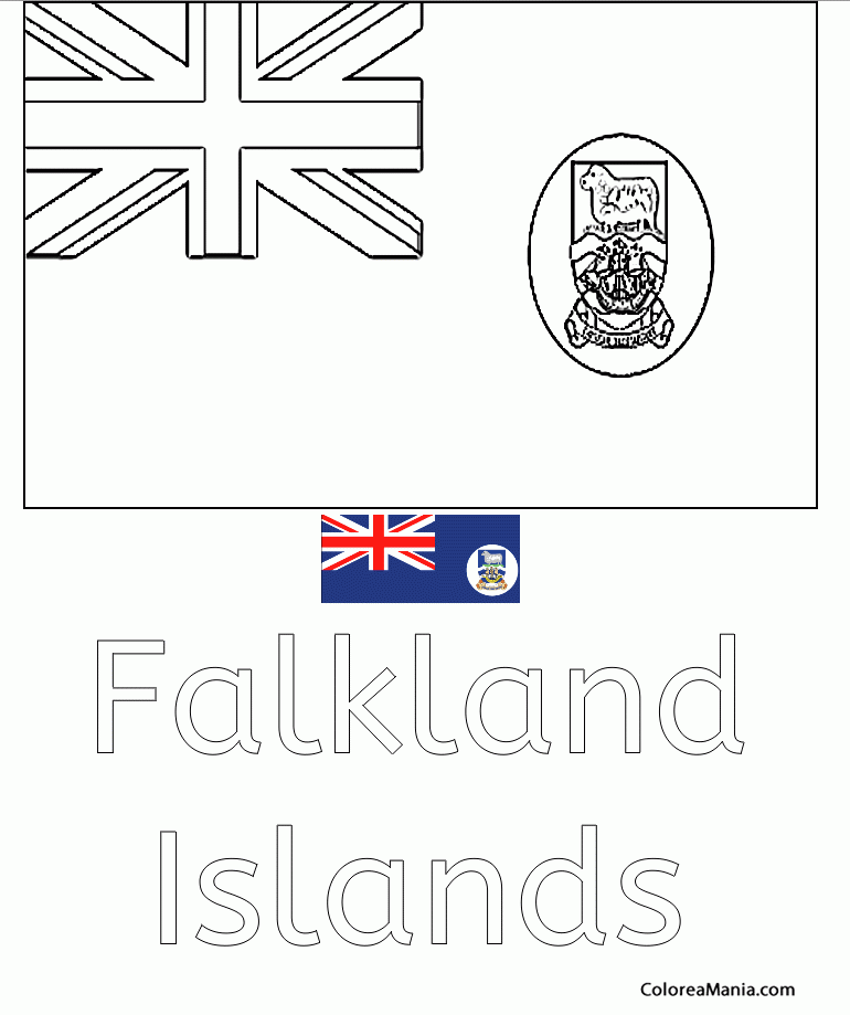 Colorear Islas Malvinas. Falkland Islands