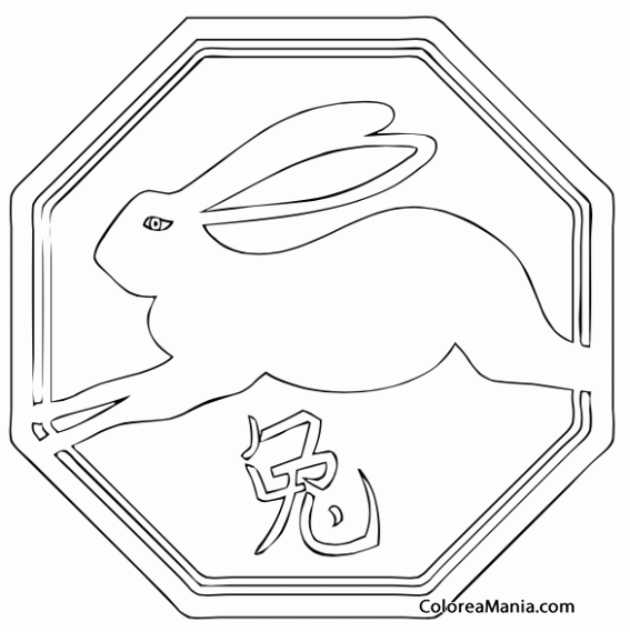 Colorear horscopo Chino, Signo del Conejo 5