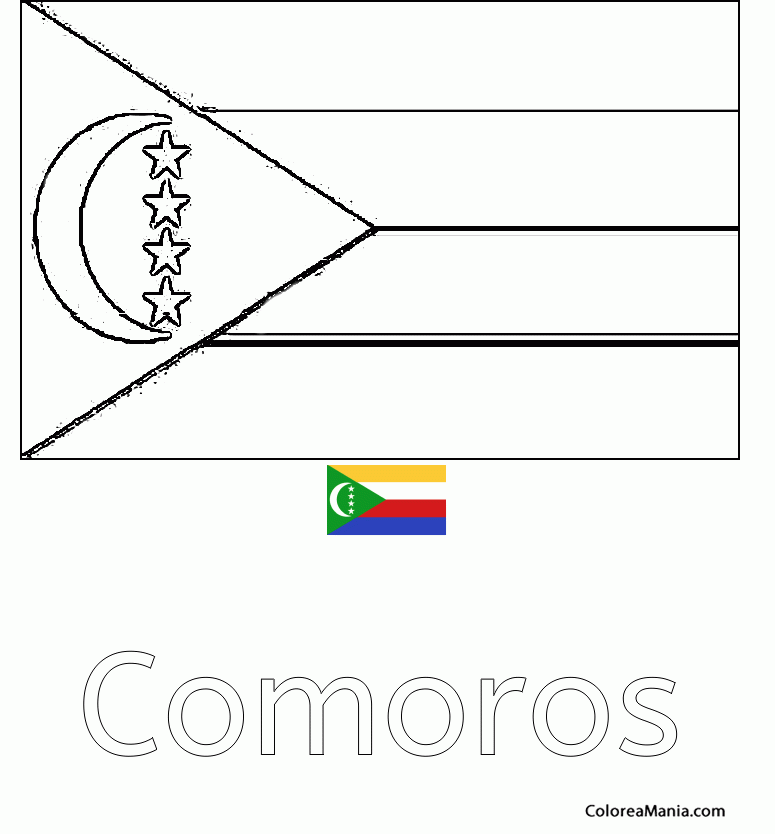 Colorear Comoros. Comores