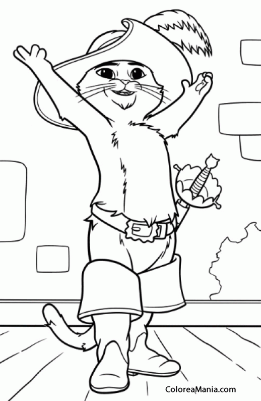Colorear El Gato con Botas 2 (Animales Domésticos), dibujo para colorear  gratis