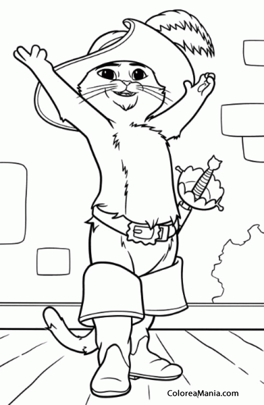 Colorear El Gato con Botas 2 (Animales Domésticos), dibujo para colorear gratis Colorear El Gato con Botas 2 (Animales Domésticos), dibujo para colorear gratis