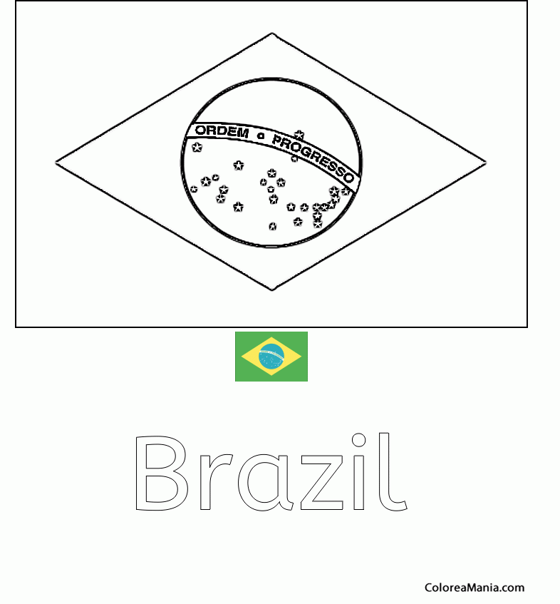 Colorear Brazil. Brsil. Brasil