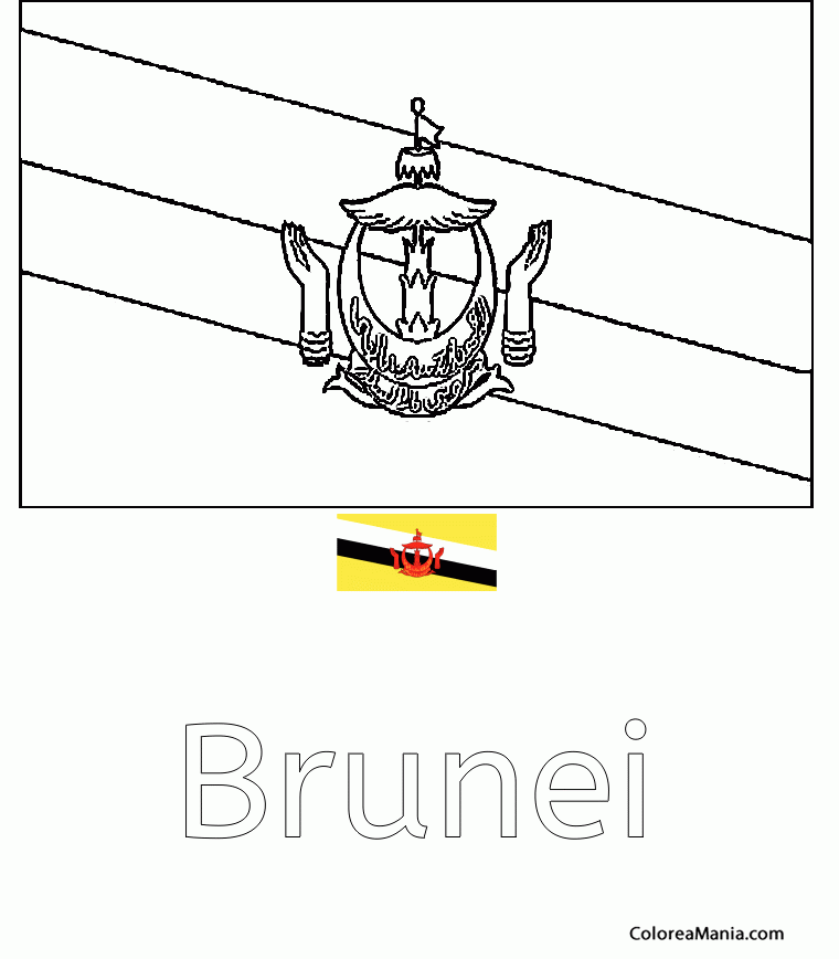 Colorear Brunei Darussalam. Estado de Bruni
