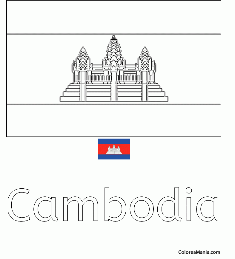 Colorear Cambodia. Cambodge