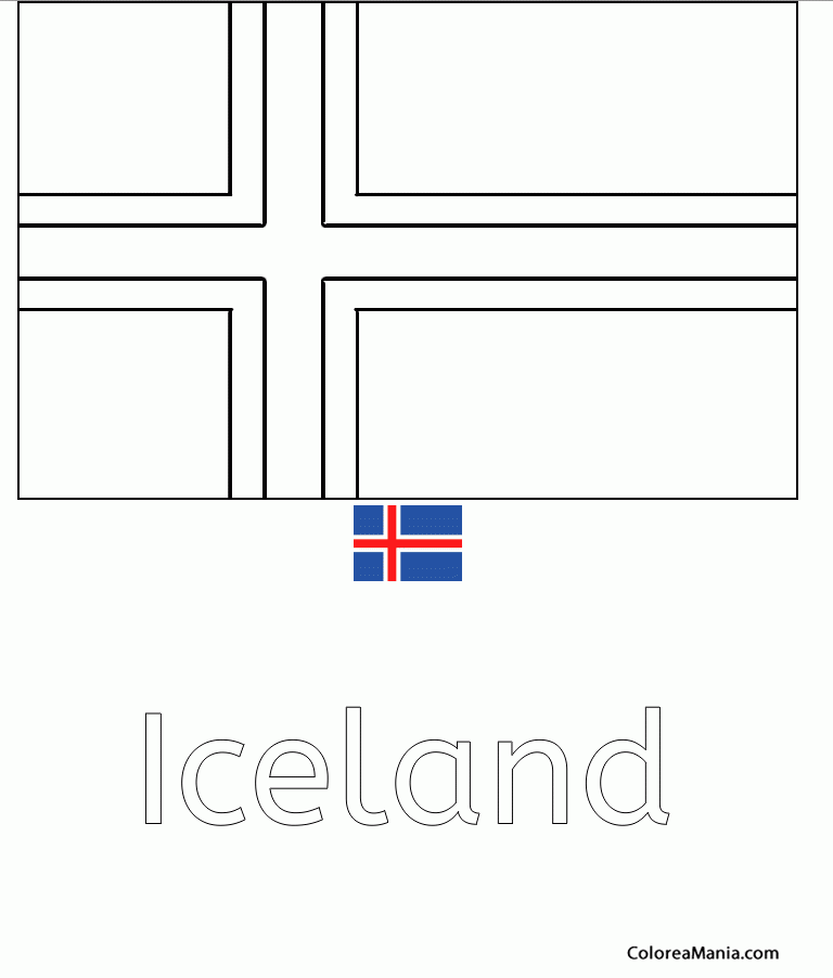 Colorear Islandia. Iceland. Islande