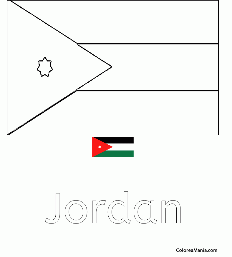 Colorear Jordania. Jordan. Jordanie