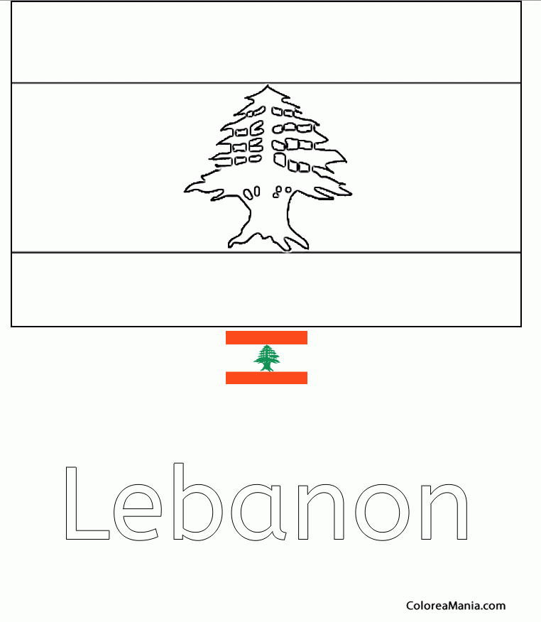 Colorear Libano. Lebanon. Liban