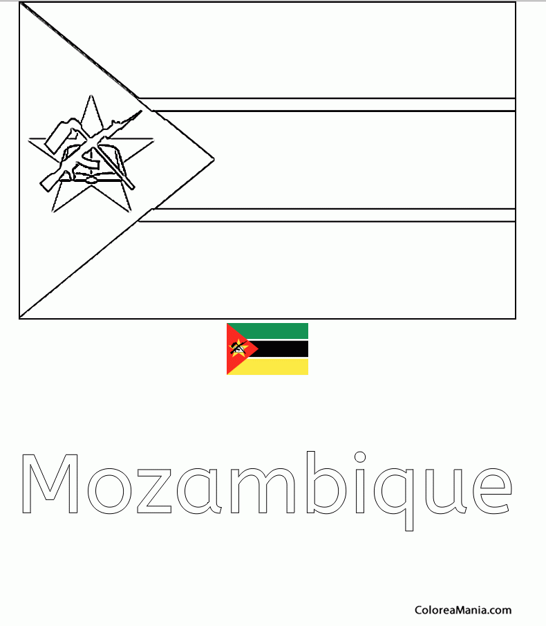 Colorear Mozambique. Mocambique