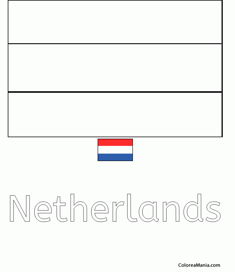 Colorear Holanda. Netherlands. Pases Bajos