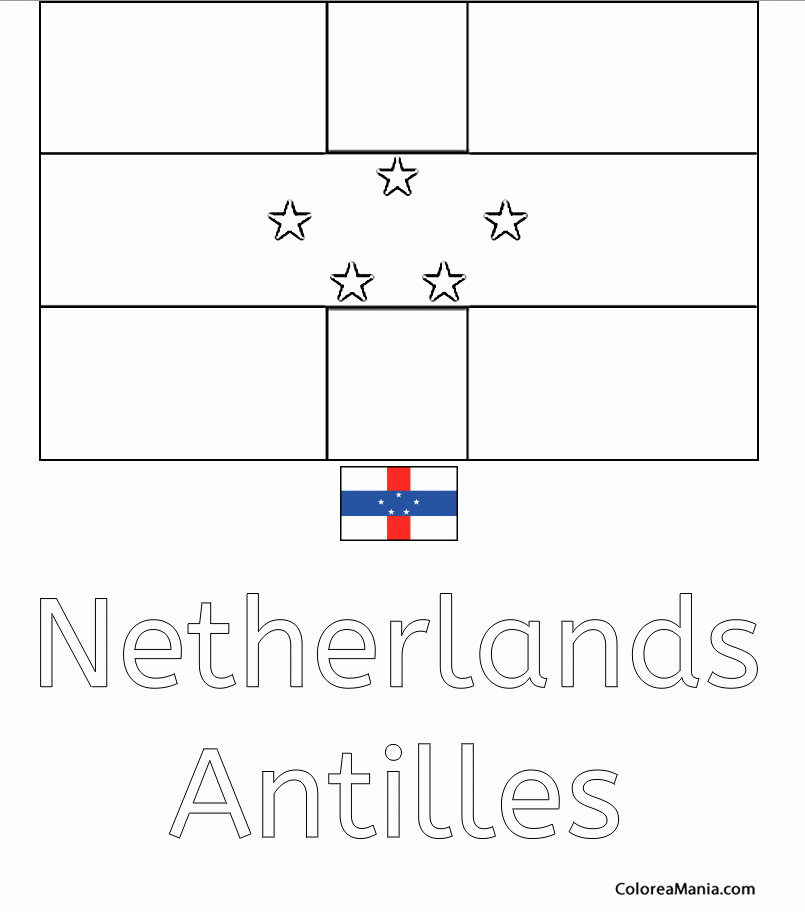 Colorear Antillas Holandess. Netherlands Antilles