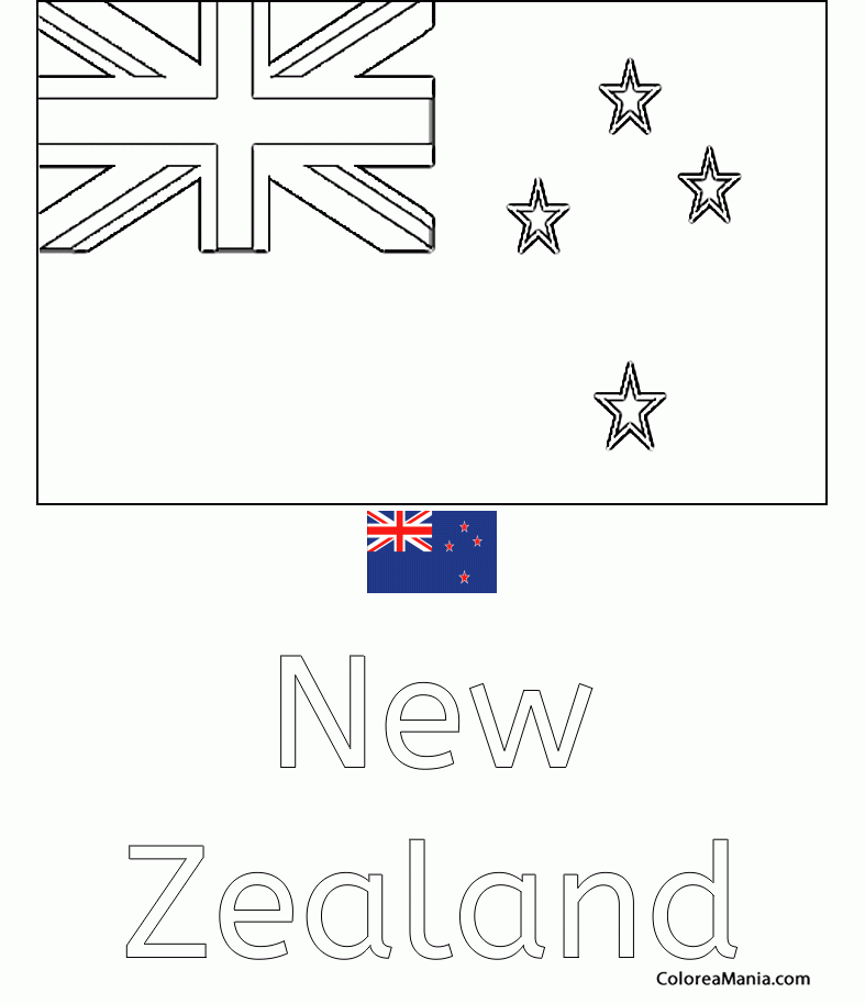 Colorear NUeva Zelanda. New Zealand