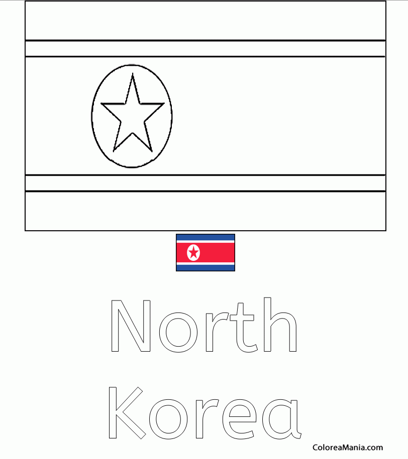 Colorear Corea del Norte. North Korea