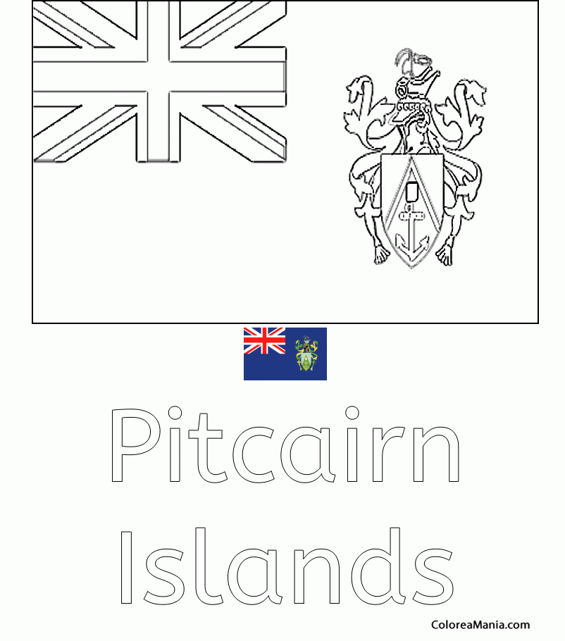 Colorear Islas Pitcairn, Henderson, Ducie y Oeno