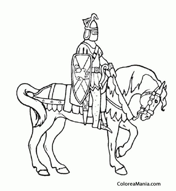 Colorear Caballo de señor feudal (Animales Domésticos), dibujo para  colorear gratis