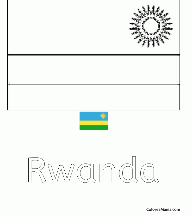 Colorear Repblica de Ruanda. Rwanda