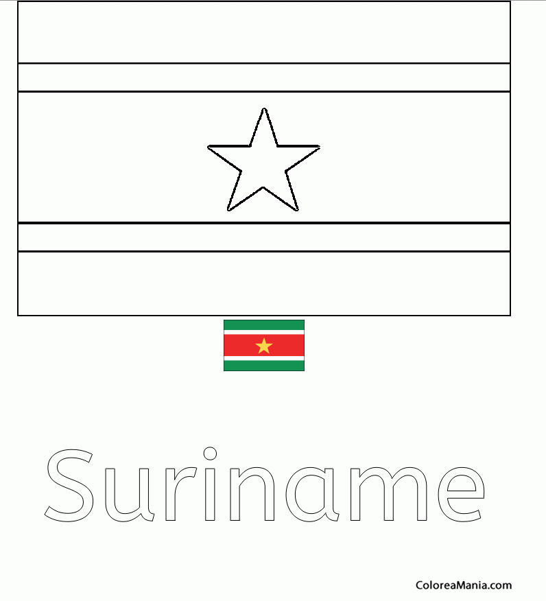 Colorear Repblica del Surinam. Suriname