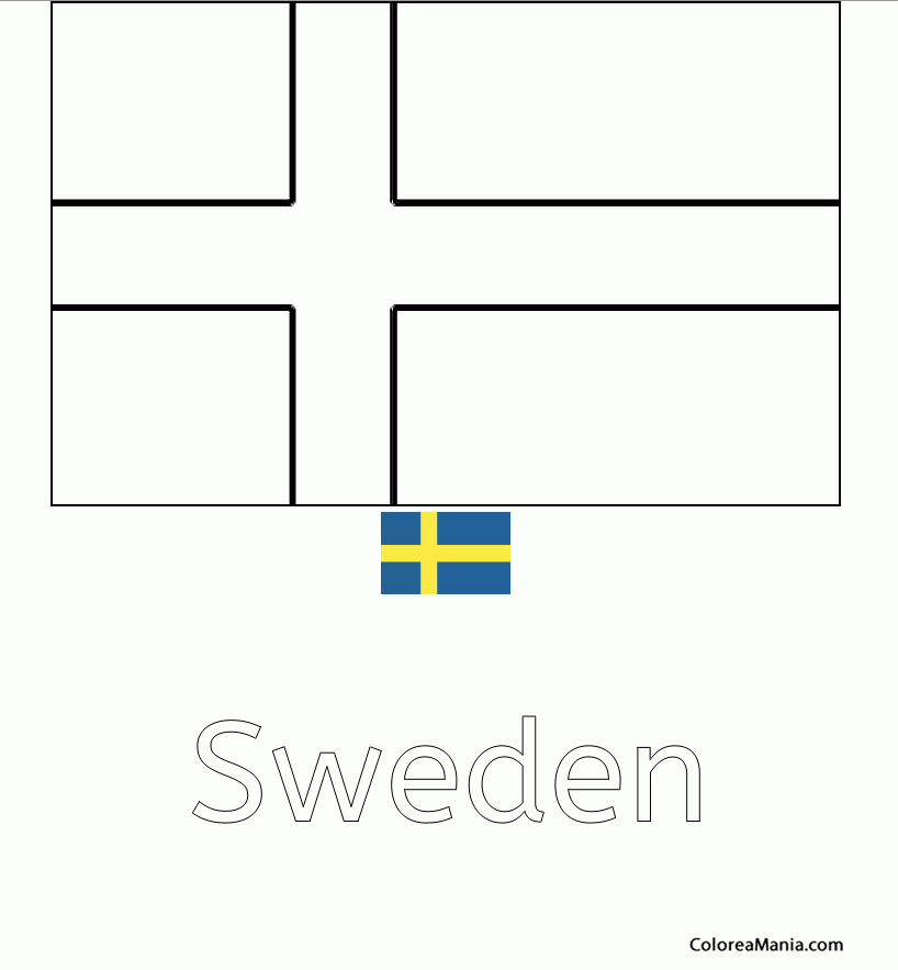 Colorear Sweden. Sude. Suecia