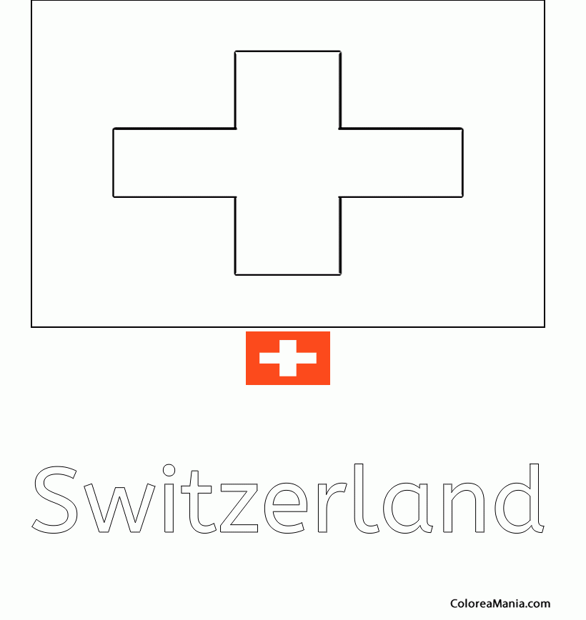 Colorear Switzerland. Suisse. Suiza