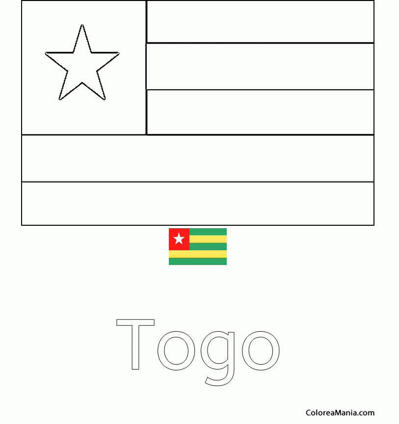 Colorear Togo. Republique Togolaise