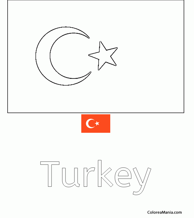 Colorear Turquia. Turkey