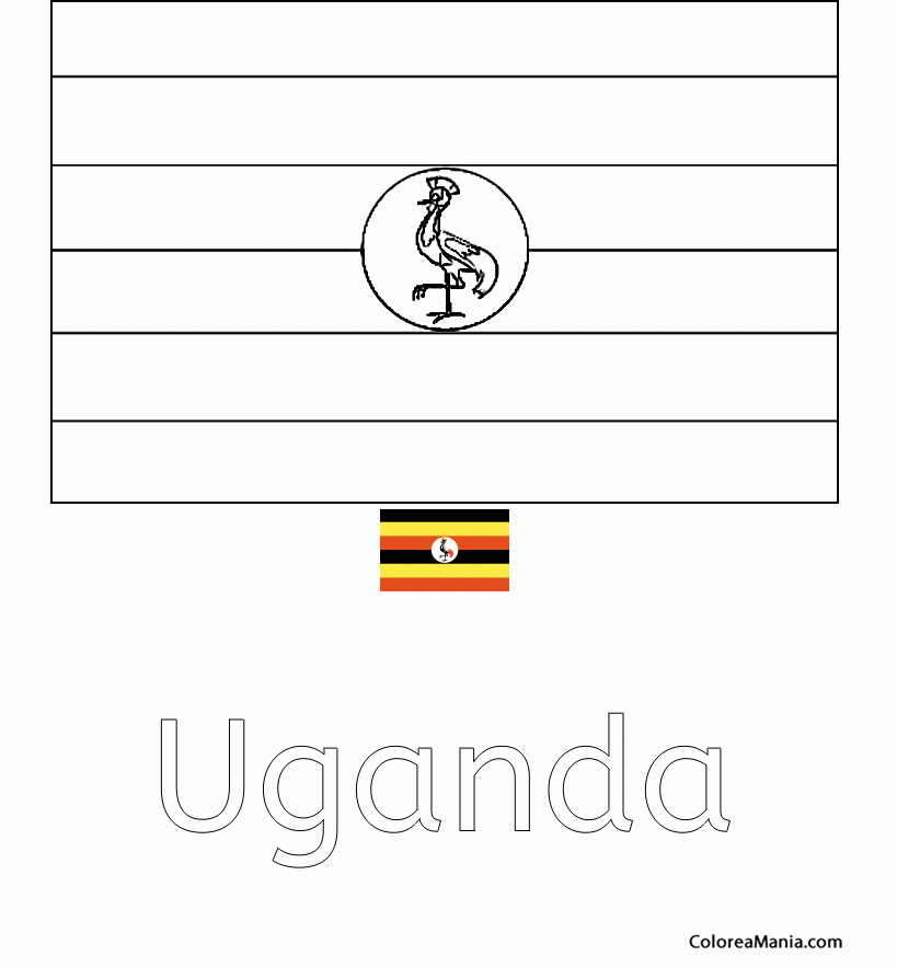 Colorear Uganda. Ugandax. Ouganda