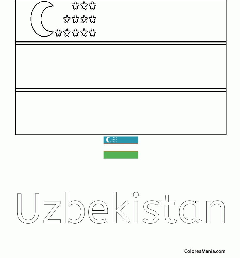 Colorear Uzbekistn. Uzbekistan Respublikasi