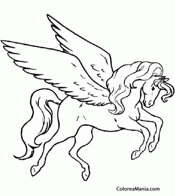 Colorear Pegaso. Pegasus. Pgase