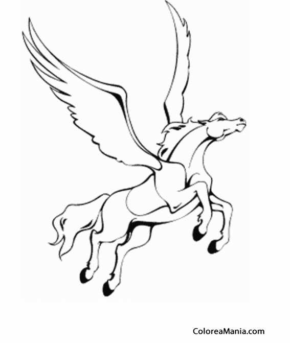 Colorear Pegaso ascendiendo