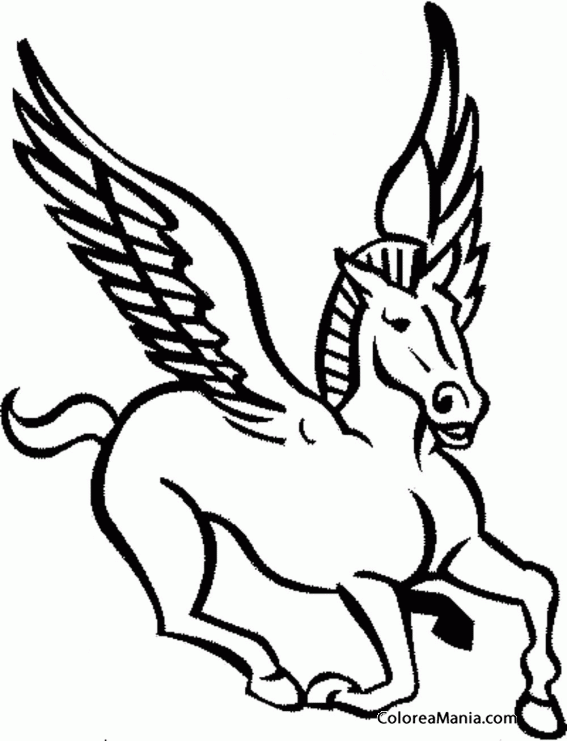 Colorear Pegaso. Pegasus. Pgase. Cmic 2