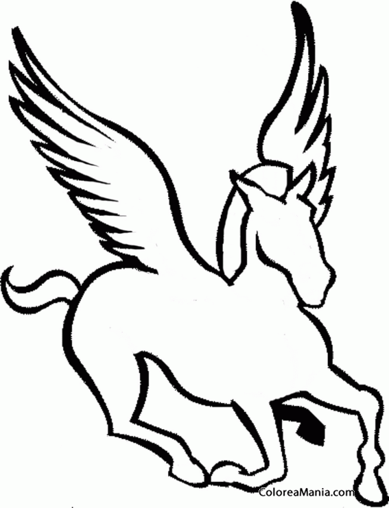 Colorear Silueta Pegaso