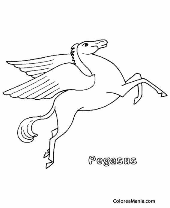 Colorear Pegaso. Pegasus. Pgase.   6