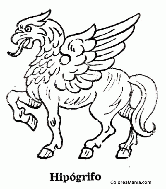 Colorear Hipogrifo Isei, mitad guila, mitad caballo 3