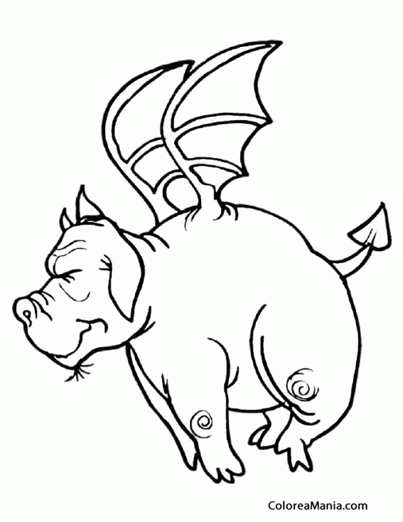 Colorear Dragón cerdo (Animales Fantásticos), dibujo para colorear gratis