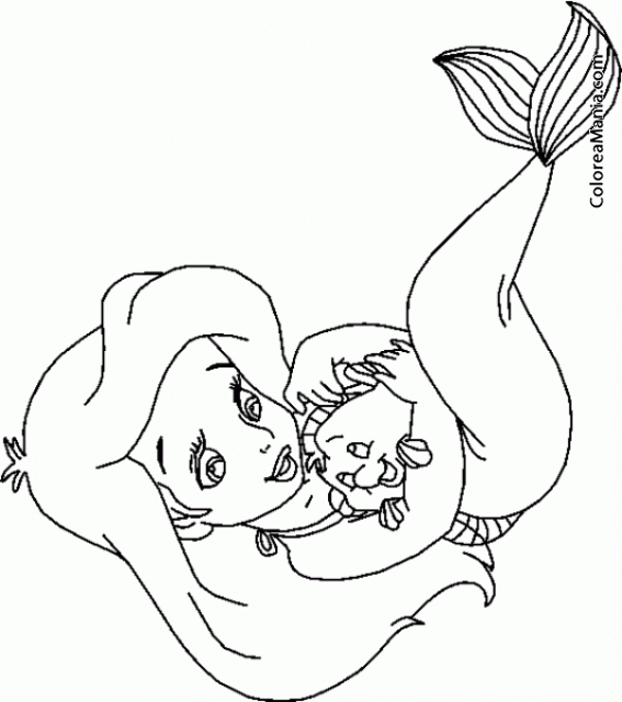 Colorear Sirena con Nemo en brazos