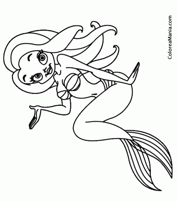 Colorear Sirena con bikini a rallas