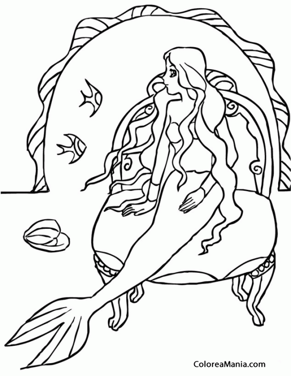 Colorear Sirena sentada en butaca