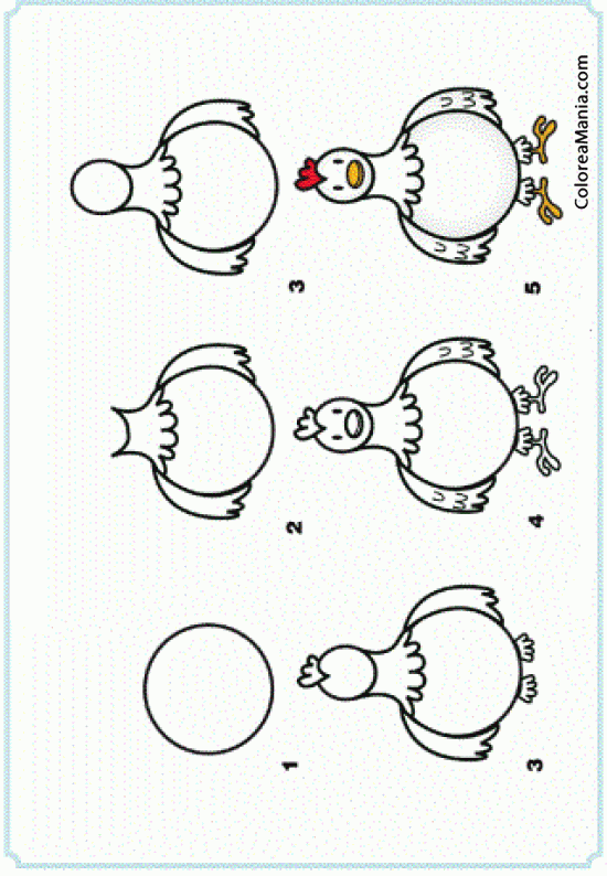 Colorear Dibujar gallina