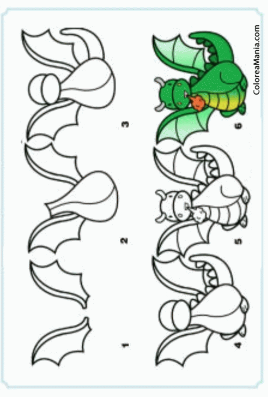 Colorear Dibujar Dragn pequeo